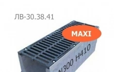 Комплект: лоток водоотводный Maxi ЛВ-30.38.41-Б бетонный с решеткой чугунной ВЧ (Лоток BetoMax ЛВ-30.38.41–Б с РВ щель ВЧД кл.Е (к-т) ) картинка из объявления