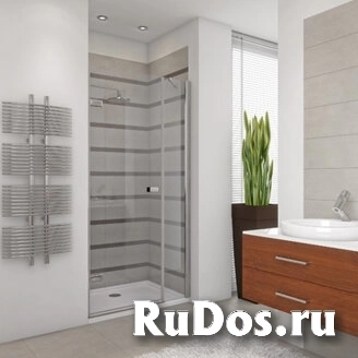 Дверь в душевую нишу GuteWetter TREND DOOR GK-862BP 133х200 см, цвет черный матовый, стекло бесцветное TWO фото