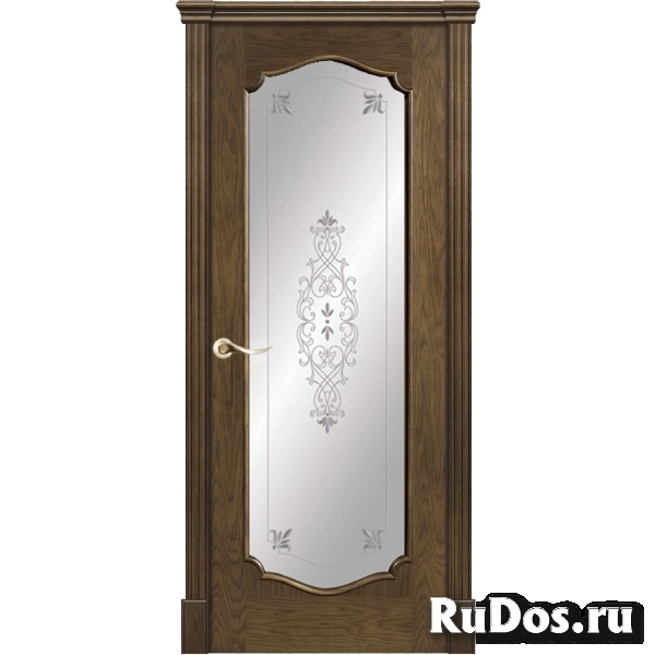 Межкомнатная дверь La Porte серия Classic модель 300.4F дуб миндаль со стеклом Липария фото