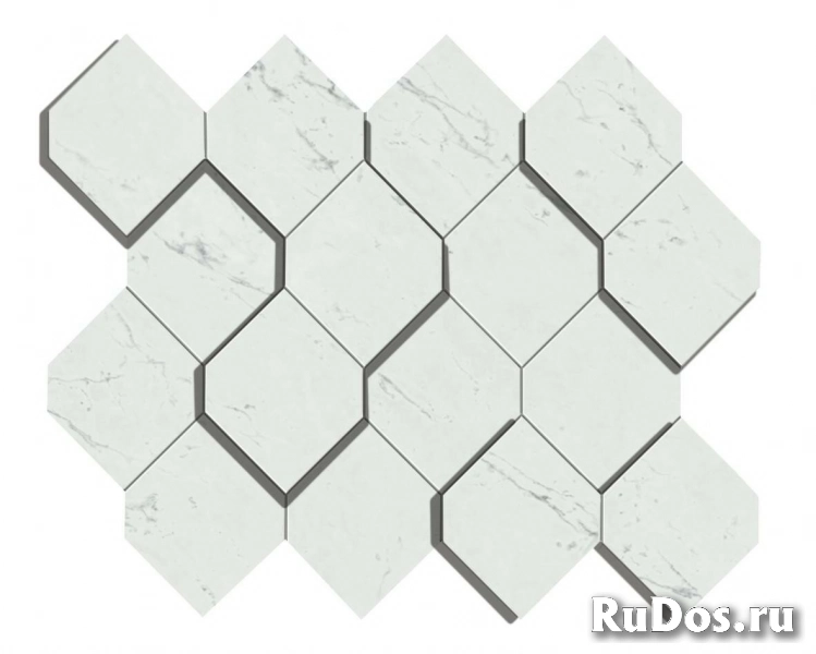 Плитка Atlas Concorde Marvel Stone Marvel Carrara Pure Mosaico Esagono 3D AS4A 28,2X35,3 фото