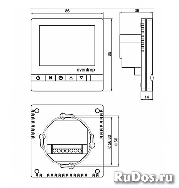 Цифровой комнатный термостат Oventrop с дисплеем, для скрытого монтажа 230 В изображение 6