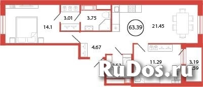 Продам 2 комнатную квартиру 63 м2 фото