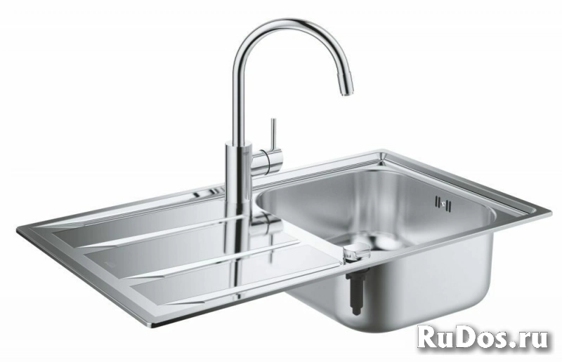 31570SD0 Набор: Мойка Grohe K400 из нержавеющей стали с корзинчатым вентилем, 31566SD0 и смеситель Grohe Concetto фото