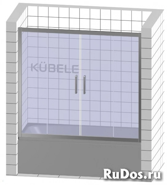 Шторка в ванну Kubele DE019PR4 95x220x150 см, стекло матовое 6 мм, профиль чёрный матовый фото