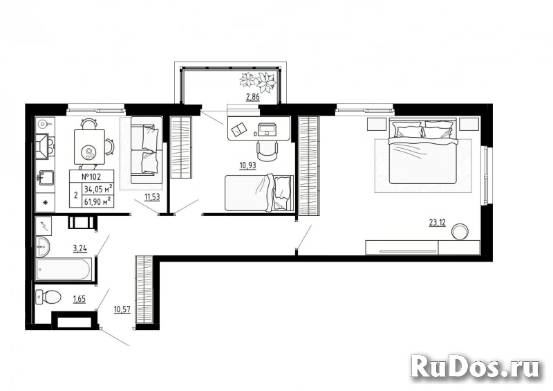 Продам 2 комнатную квартиру 61 м2 фото