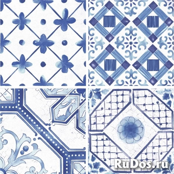 Плитка керамогранит Unica Maiolica Mix Maiolica Blue mix (4 patterns) ( м2) фото