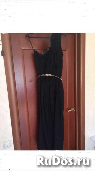 Платье сарафан длинный 46 48 m/l черный вискоза нейлон пояс золот фото