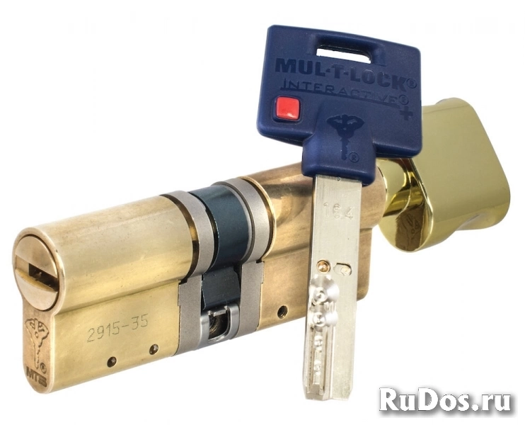 Цилиндр Mul-T-Lock Interactive+ ключ-вертушка (размер 45x60 мм) - Латунь, Флажок (5 ключей) фото