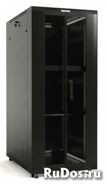 Hyperline TTB-4282-DD-RAL9004 Шкаф напольный 19-дюймовый, 42U, 2055x800х1200 мм (ВхШхГ), передняя и задняя распашные перфорированные двери (75%), ручка с замком, крыша нового типа, цвет черный (RAL 9004) (разобранный) фото