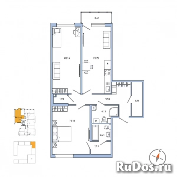 Продам 2 комнатную квартиру 86 м2 фото