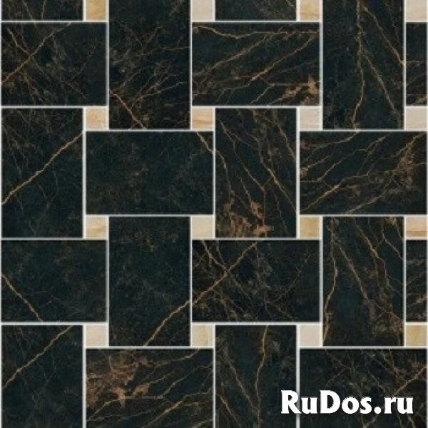 Плитка Versace Marble 240533 MOS.INTREC. NERO-ORO NAT/LAP 29.1 x 29.1 фото