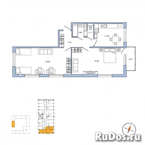 Продам 2 комнатную квартиру 73 м2 фото