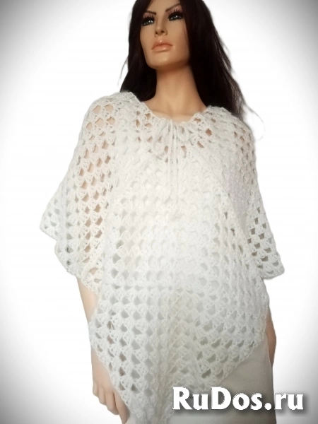 Пончо ручной работы из пуха ангорской козы изображение 11