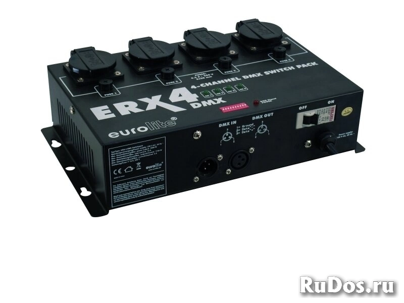 Eurolite ERX-4 DMX Switch pack четырехканальный свитчер, для индуктивной нагрузки (трансформаторы, электронные трансформаторы, LED приборы), 5 А на канал (16 А на 4 канала), управление DMX (XLR-3) фото