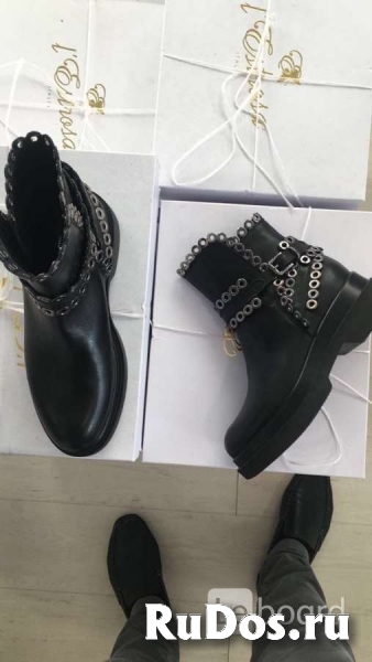 Ботинки новые Lestosa Италия 39 размер кожа черные платформа мода изображение 6