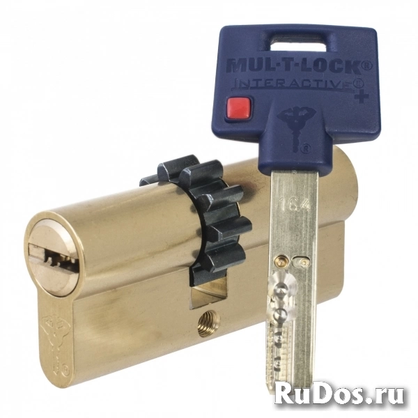 Цилиндр Mul-T-Lock Interactive+ ключ-ключ (размер 35x55 мм) - Латунь, Шестеренка (5 ключей) фото