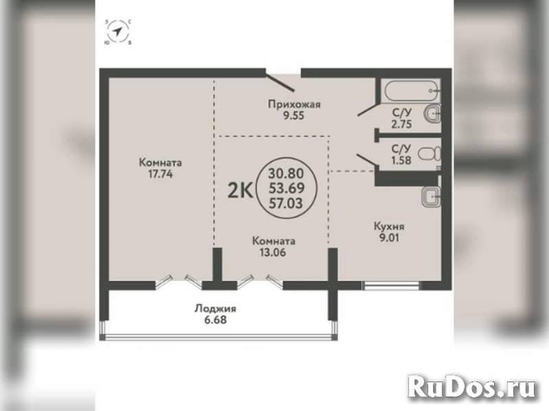 Продам 2 комнатную квартиру 57.03 м2 фотка