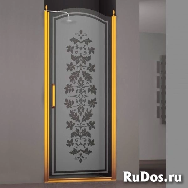 Душевая дверь Sturm Schick (90 см) золото (с узором) (R) фото
