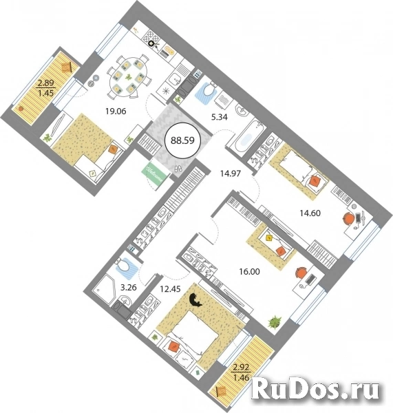 Продам 3 комнатную квартиру 88 м2 фото