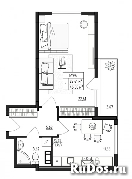 Продам 1 комнатную квартиру 45 м2 фото