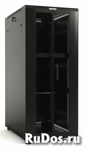 Шкаф напольный 19, 42U Hyperline TTB-4268-DD-RAL9004 2055x600х800 мм (ВхШхГ), передняя и задняя распашные перфорированные двери (75%), ручка с замком, фото