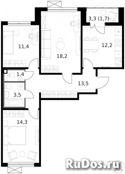 Продам 3 комнатную квартиру 76.2 м2 фотка