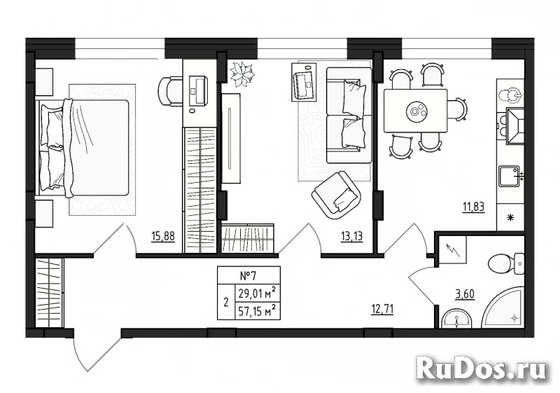 Продам 2 комнатную квартиру 57 м2 фото