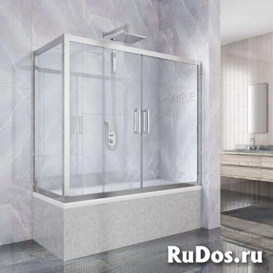 Шторка в ванну Kubele DE019PR4 95x290x150 см, стекло бесцветное 6 мм, профиль хром блестящий фото