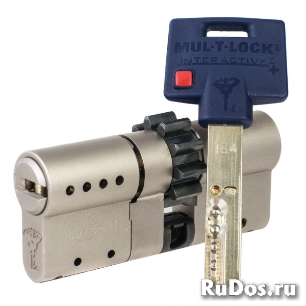 Цилиндр Mul-T-Lock Interactive+ ключ-ключ (размер 35x65 мм) - Никель, Шестеренка (5 ключей) фото