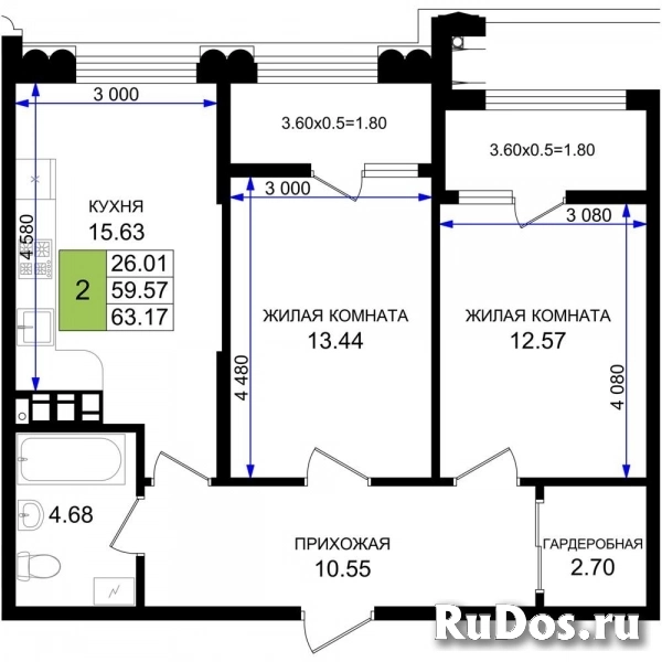 Продам 2 комнатную квартиру 63 м2 фото