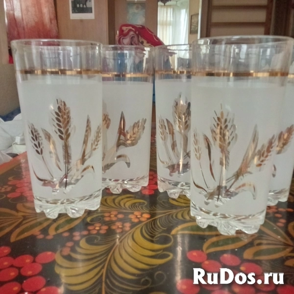 Стаканы итальянские. Золотой колос. Новые. 6 стак. фото