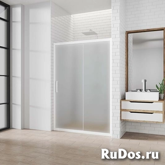 Дверь в душевую нишу Kubele DE019D2 170x200 см, стекло матовое 6 мм, профиль белый матовый фото