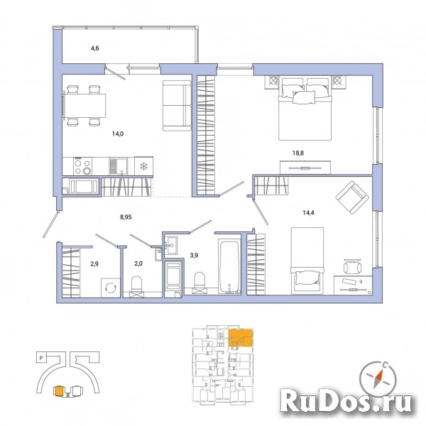 Продам 2 комнатную квартиру 67 м2 фото