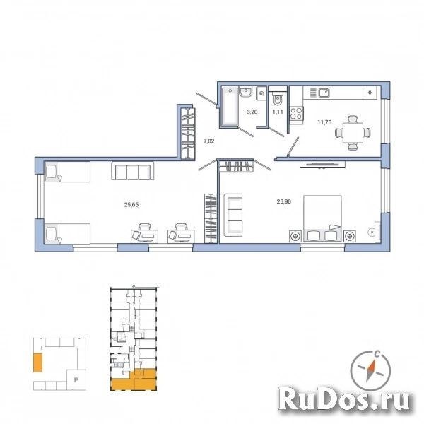 Продам 2 комнатную квартиру 72 м2 фото