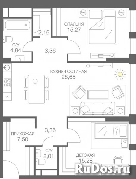 Продам 2 комнатную квартиру 82 м2 фото