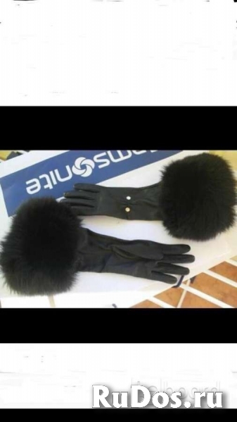 Перчатки новые versace италия кожа черные мех лиса песец двойной изображение 10