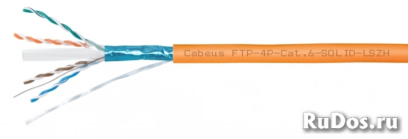 Cabeus FTP-4P-Cat.6-SOLID-LSZH Кабель витая пара экранированная FTP (F/UTP), категория 6, 4 пары 0,57мм (23 AWG), одножильный (305 м) фото