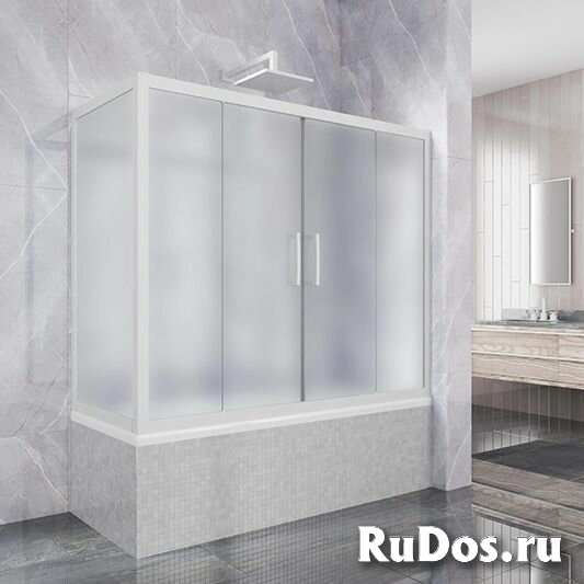 Шторка в ванну Kubele DE019PR4 70x275x150 см, стекло матовое 6 мм, профиль белый матовый фото