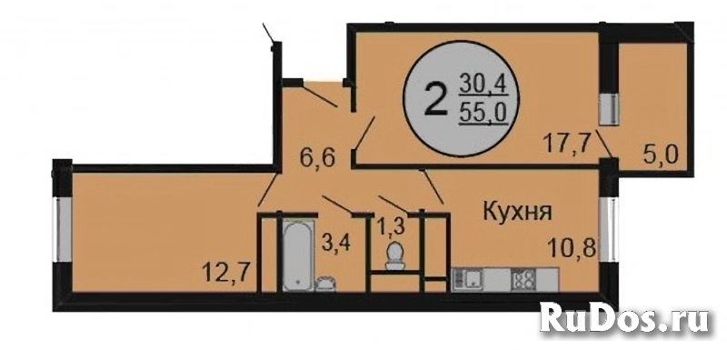 Продам 2 комнатную квартиру 58 м2 изображение 3