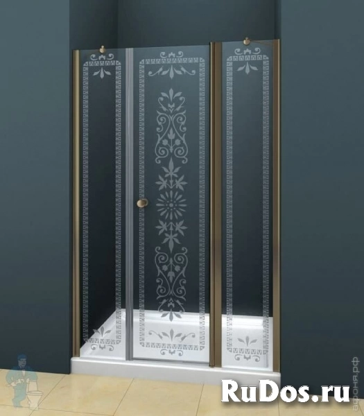Душевая дверь CEZARES ROYAL PALACE (1850х1950) B-13-90+60/40-CP-Br бронза/стекло прозрачное+узор фото