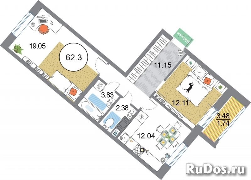 Продам 2 комнатную квартиру 62 м2 фото