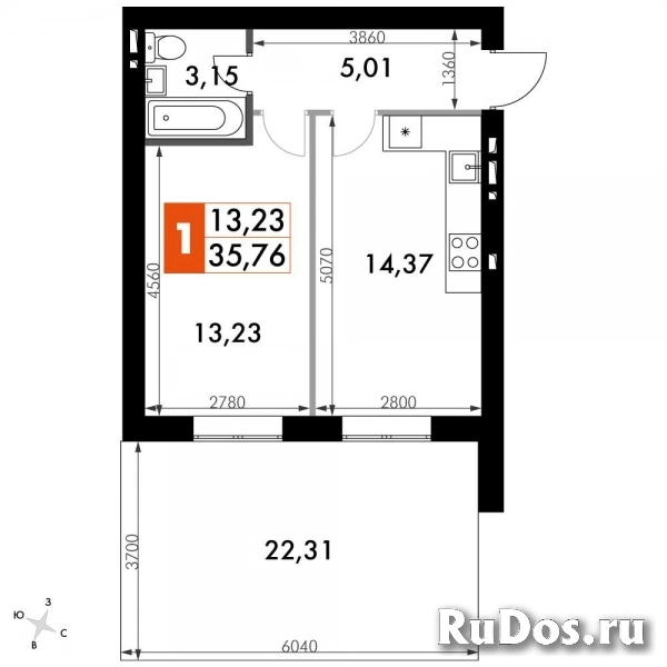 Продам 1 комнатную квартиру 35 м2 фото