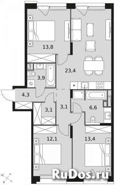 Продам 3 комнатную квартиру 84.3 м2 фотка