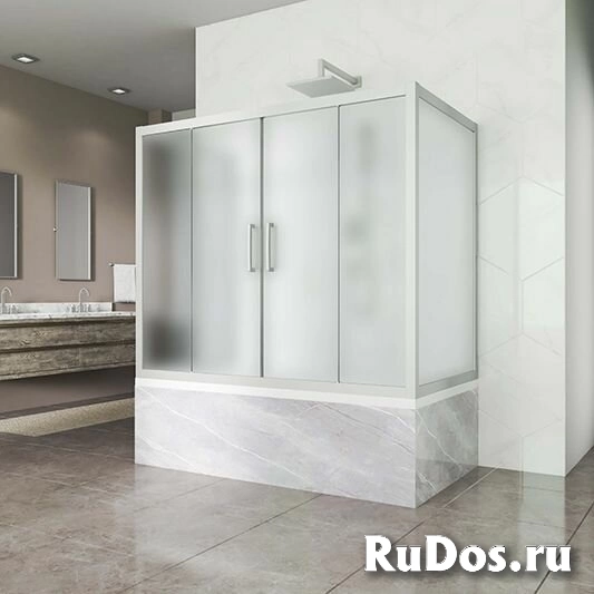 Шторка в ванну Kubele DE019P4U 90x285x150 см, стекло матовое 6 мм, профиль хром матовый фото