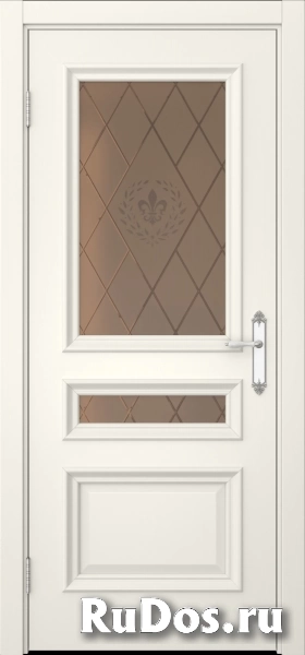 Комплект двери с коробкой SK007 (эмаль слоновая кость, стекло сатинат бронзовый) фото