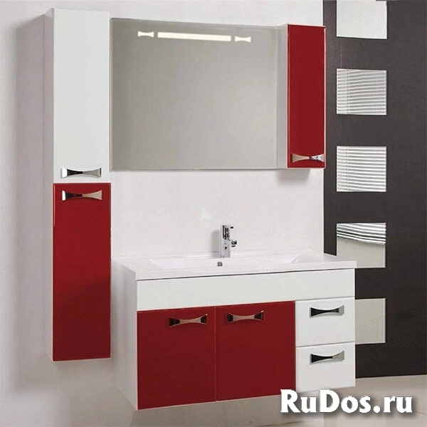 Мебель для ванной Акватон Диор 100 бело-бордовая (Тумба с раковиной + зеркало) фото