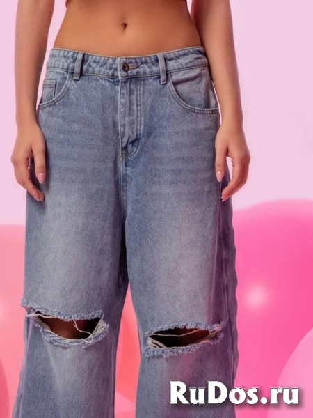 Джинсы рваные широкие трубы y2k фото
