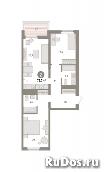 Продам 2 комнатную квартиру 75 м2 фото