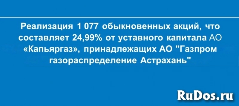 Реализация 1077 обыкновенных акций компании АО «Капьяргаз». фото