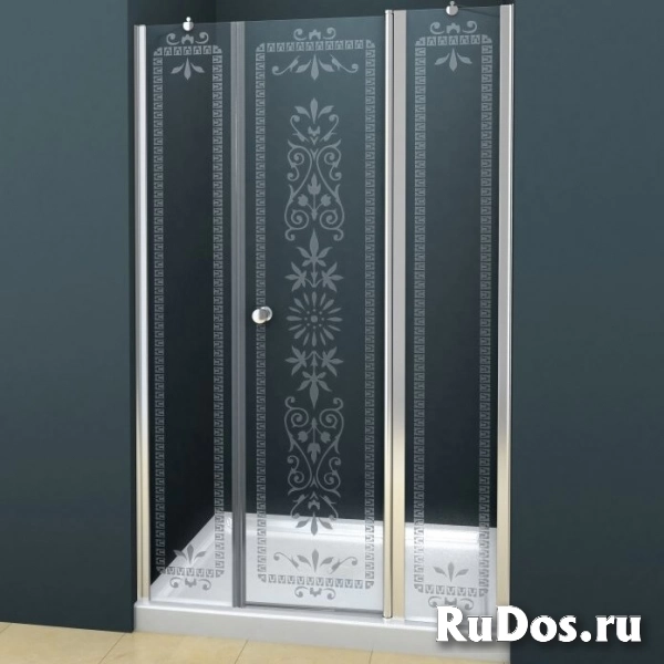 Душевая дверь в нишу Cezares Royal Palace B-13 100+60/30 профиль Золото стекло прозрачное с матовым узором фото